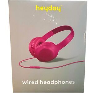 Heyday Wired Headphones for Kids Pink 3.5mm Aux Cable Microphone Remote